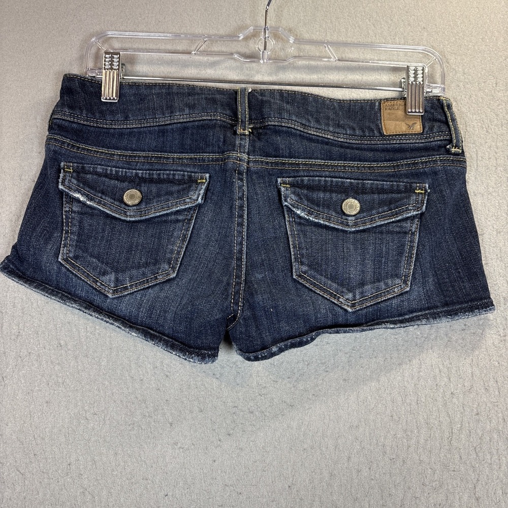Y2K American Eagle Flap Pocket Micro Mini Low Rise Jean Shorts Size 4 - 2009 - Picture 2 of 8